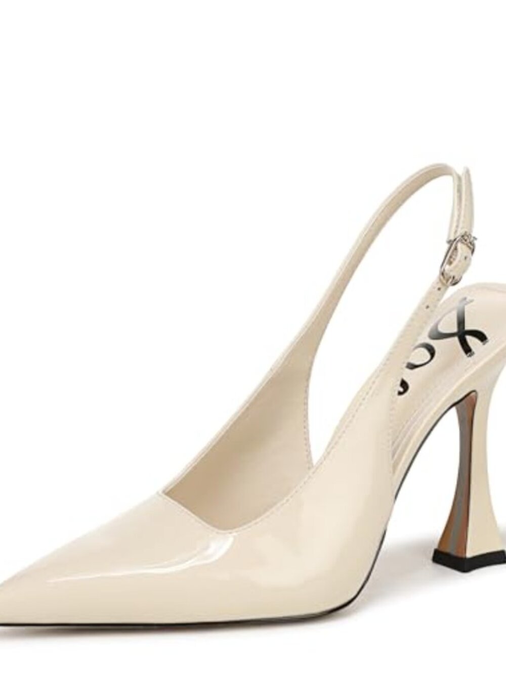 Pointed Toe Flared Heel Slingback Pump Leather Formal Heels